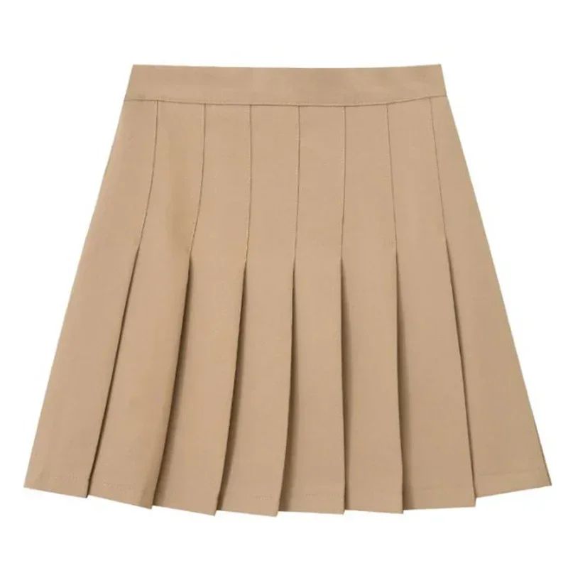 Womens High Waist Pleated Mini Skirt Preppy Style ALine Elastic Waist JK Skirt With Zipper 8