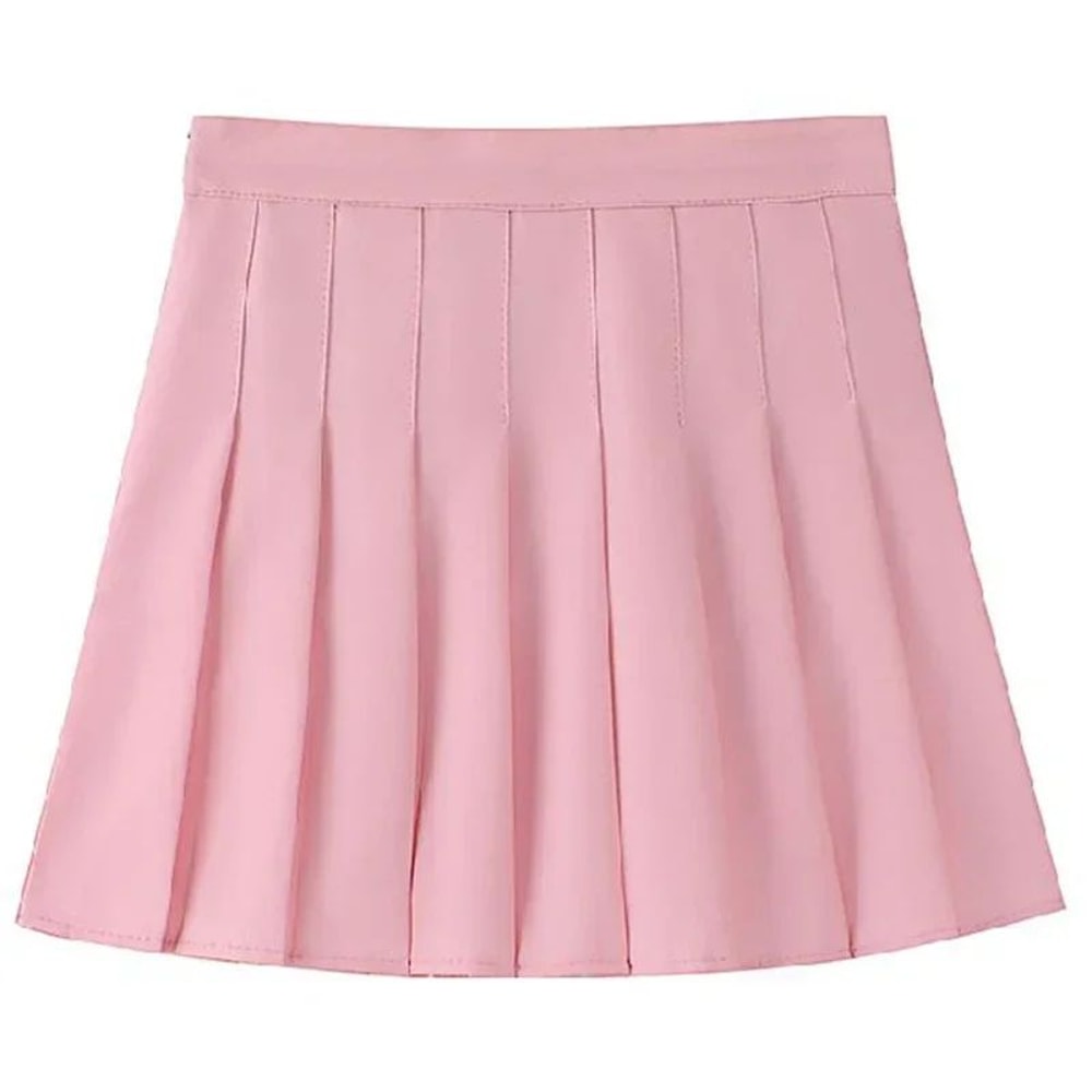 Womens High Waist Pleated Mini Skirt Preppy Style ALine Elastic Waist JK Skirt With Zipper 9