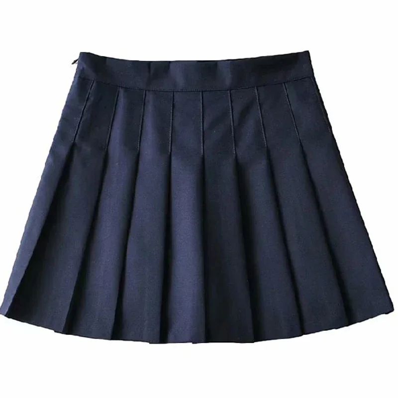 Womens High Waist Pleated Mini Skirt Preppy Style ALine Elastic Waist JK Skirt With Zipper 10