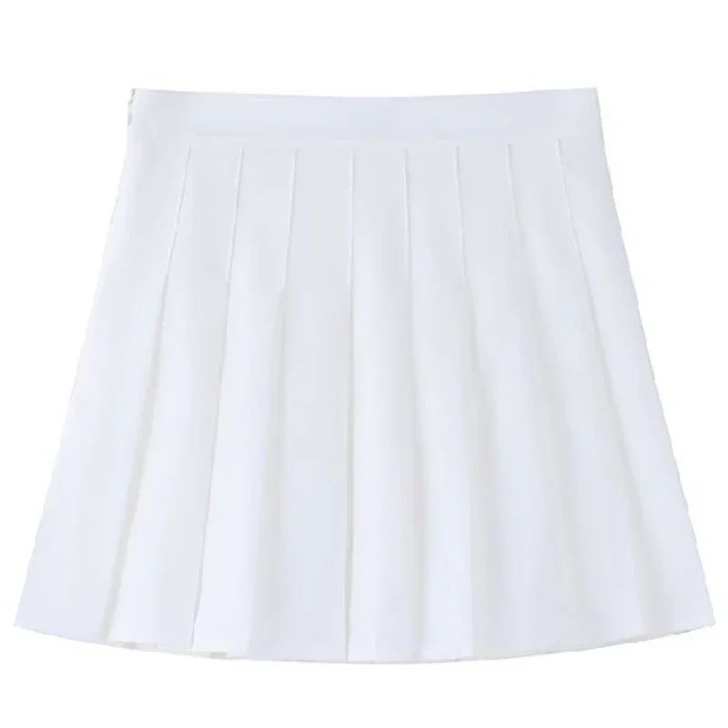 Womens High Waist Pleated Mini Skirt Preppy Style ALine Elastic Waist JK Skirt With Zipper 11