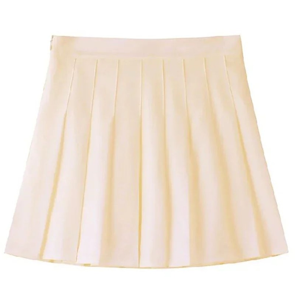 Womens High Waist Pleated Mini Skirt Preppy Style ALine Elastic Waist JK Skirt With Zipper 12