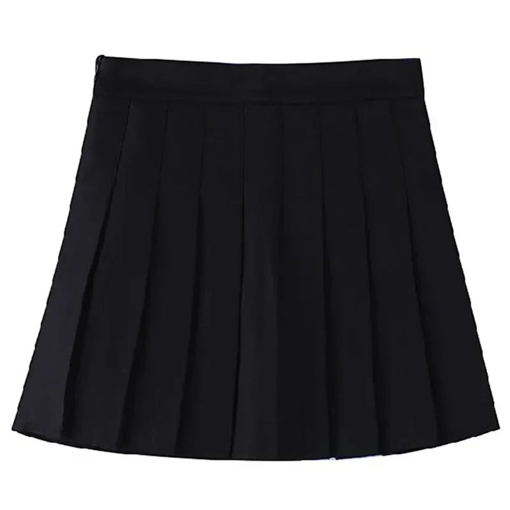 Womens High Waist Pleated Mini Skirt Preppy Style ALine Elastic Waist JK Skirt With Zipper 13