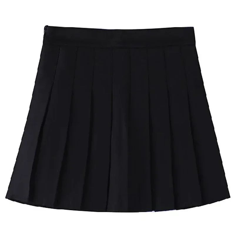 Womens High Waist Pleated Mini Skirt Preppy Style ALine Elastic Waist JK Skirt With Zipper 13