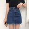 Womens High Waist Denim Mini Skirt Slim Fit Y2K Jean Skirt With Pockets 0