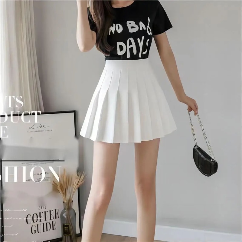 Womens High Waist Pleated Tennis Mini Skirt Korean Style Vintage Summer Dance Skirt 19