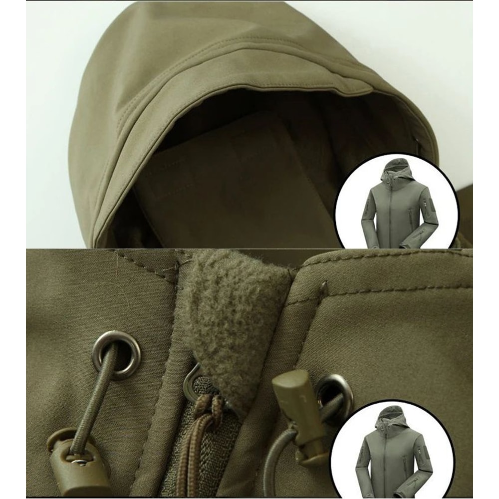 Mens Windproof Softshell Fleece Jacket Thermal Outdoor Hiking Camping Cargo Coat 2