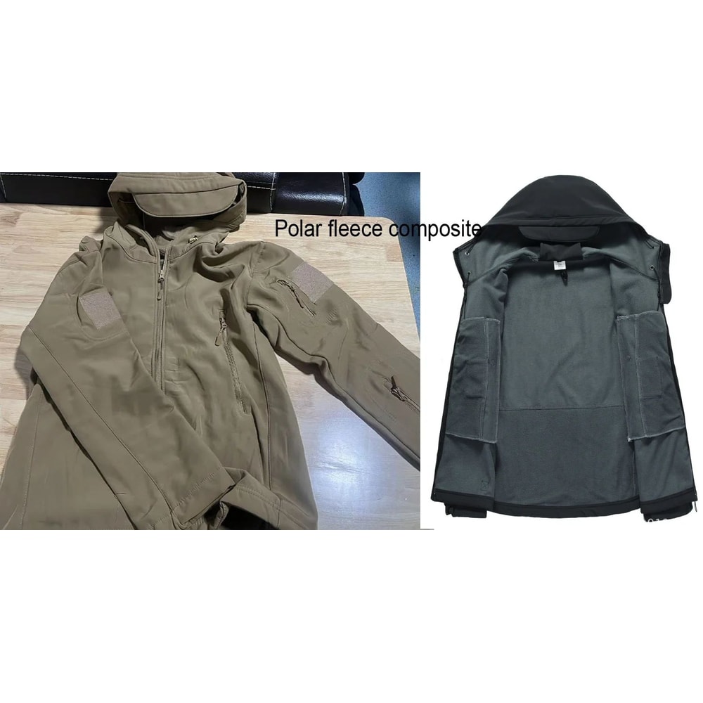 Mens Windproof Softshell Fleece Jacket Thermal Outdoor Hiking Camping Cargo Coat 4