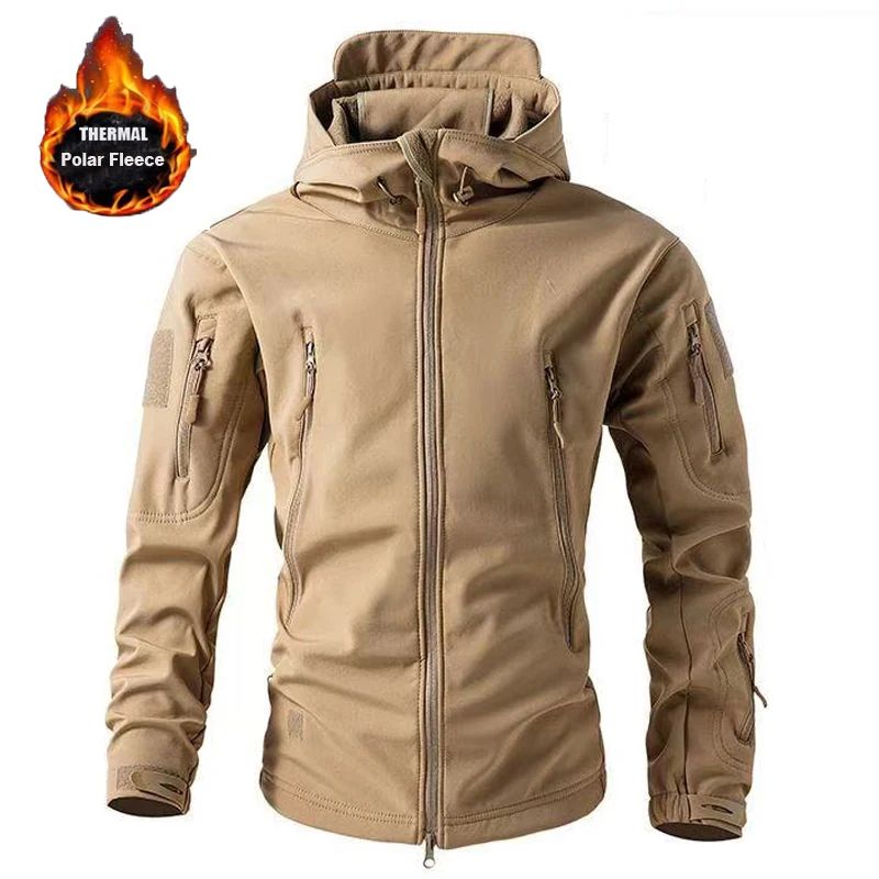 Mens Windproof Softshell Fleece Jacket Thermal Outdoor Hiking Camping Cargo Coat 6