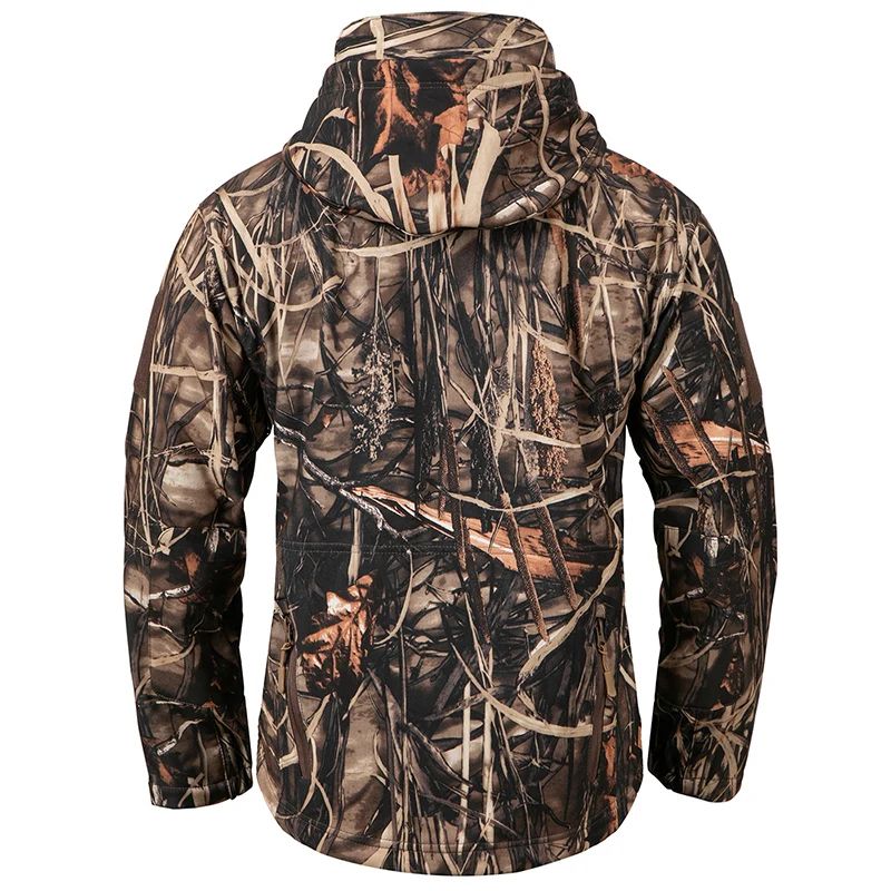 Mens Camouflage Softshell Tactical Hunting Jacket Waterproof Windproof Fleece Hooded Outdoor Coat 1