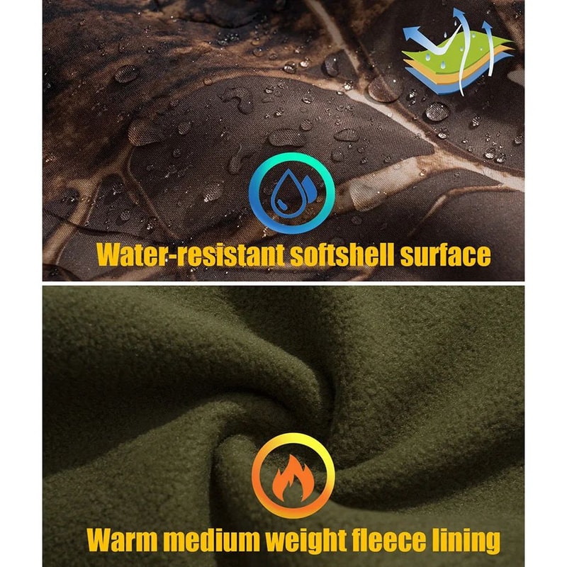 Mens Camouflage Softshell Tactical Hunting Jacket Waterproof Windproof Fleece Hooded Outdoor Coat 2