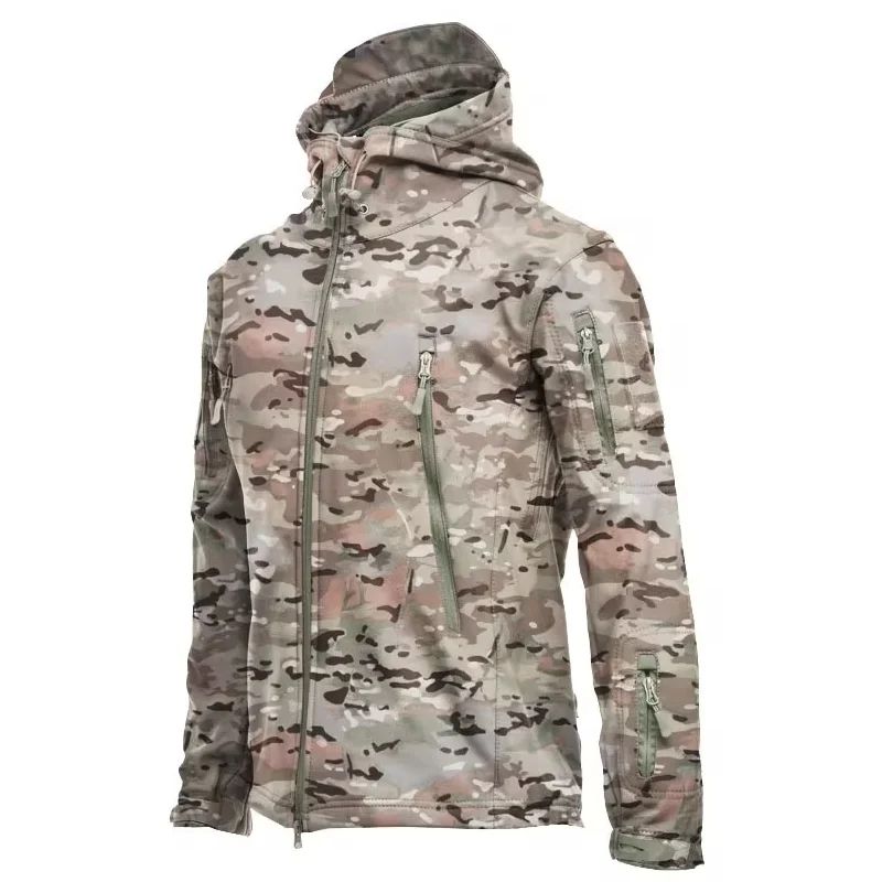 Mens Tactical Shark Skin Soft Shell Jacket Windproof Waterproof Military Hooded Combat Bomber Coat 13