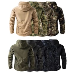 men's shark skin tactical soft shell jacket – waterproof fleece hooded military camouflage outdoor coat