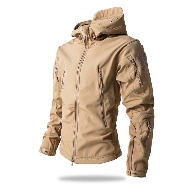 Mens Shark Skin Tactical Soft Shell Jacket Waterproof Fleece Hooded Military Camouflage Outdoor Co 12