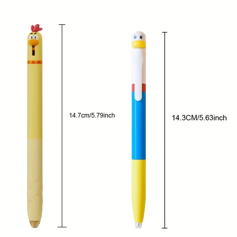 Funny Chicken Rotating Gel Pens Set 05mm Cute Pressing Black Ink Writing Pens 4