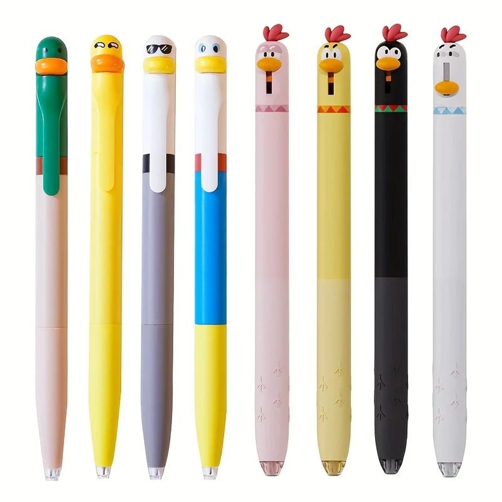 Funny Chicken Rotating Gel Pens Set 05mm Cute Pressing Black Ink Writing Pens 3