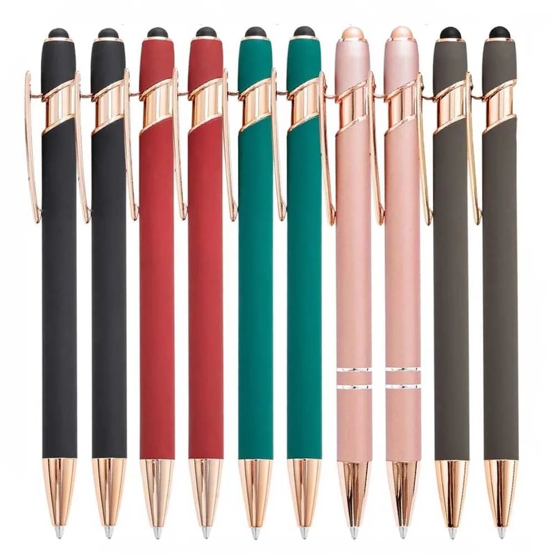 2in1 Stylus Ballpoint Pen Set Metal Touchscreen 10mm Black Ink Writing Pens 7