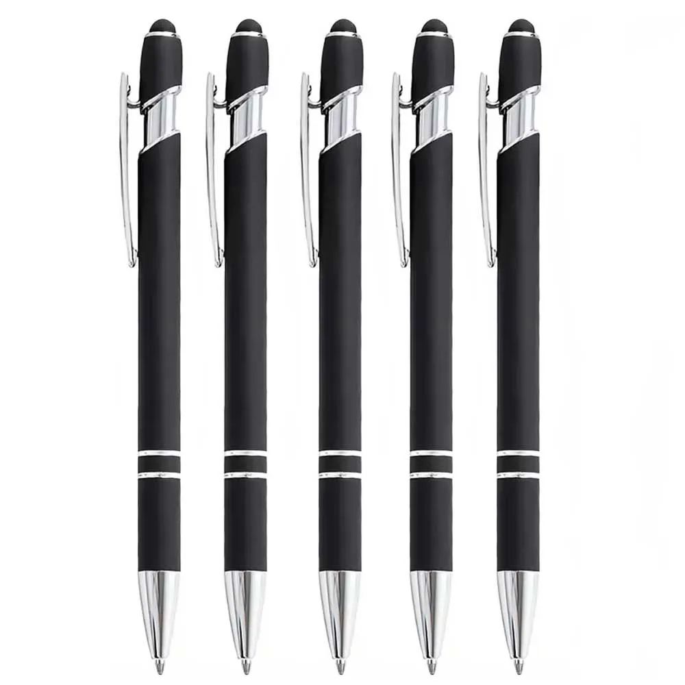 2in1 Stylus Ballpoint Pen Set Metal Touchscreen 10mm Black Ink Writing Pens 12