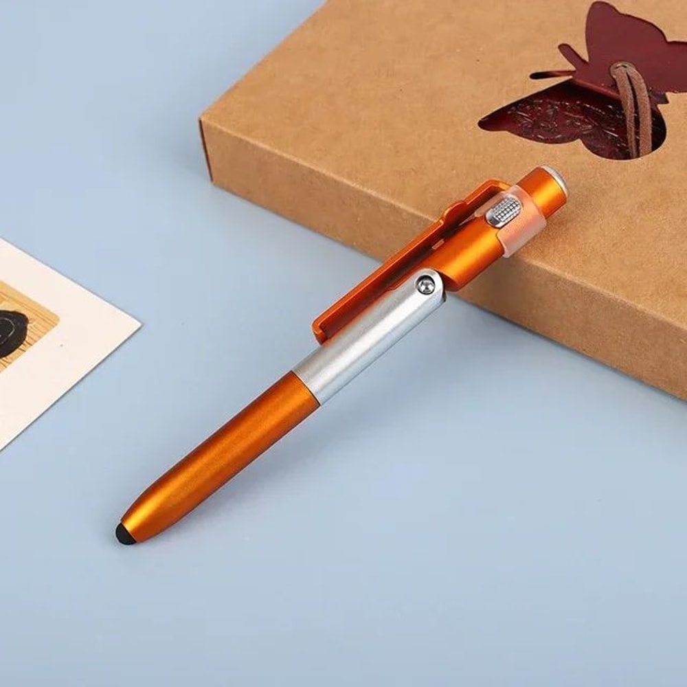 4in1 Multifunction Stylus Ballpoint Pen Foldable Phone Holder Flashlight Touchscreen Pen 8