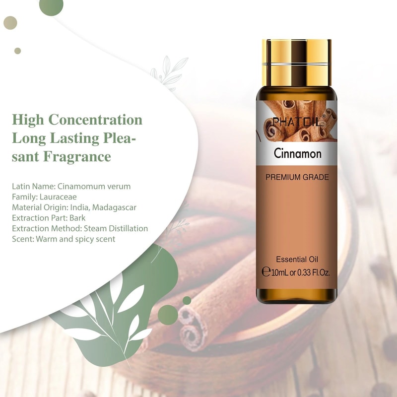 PHATOIL 10ml Cinnamon Essential Oil Pure Natural Aromatherapy Oil For Diffuser Massage DIY 5