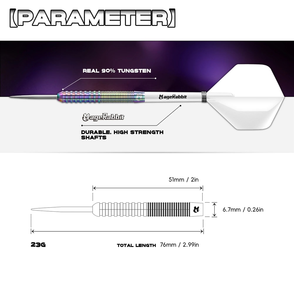MageRabbit 23g 90 Tungsten Professional Dart Set HighProfile Steel Tip Darts With Flights Shafts 2