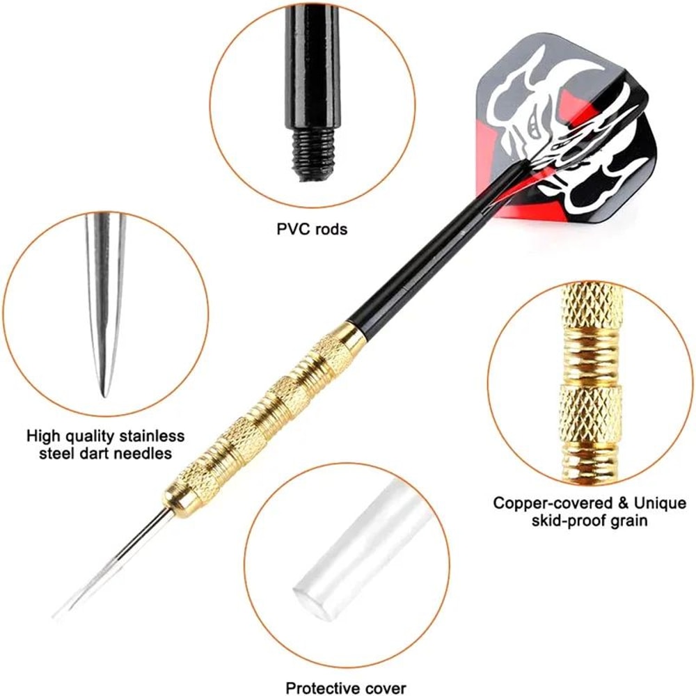Professional Steel Tip Dart Set 14g Copper Plated Metal Darts For Dartboard Play 5