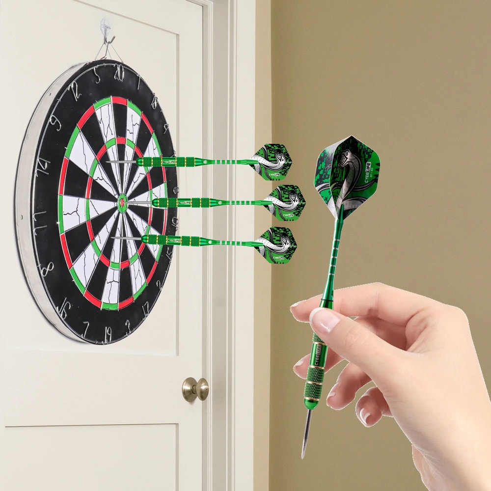 CyeeLife Professional Steel Tip Dart Set Pure Copper Darts With Flights For Dartboard Play 4