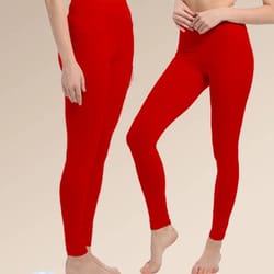 women's high-waisted cotton thermal leggings – warm autumn winter inner wear trousers, stretch knit ankle-length pants