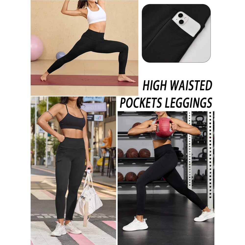 Womens Winter Thermal Leggings With Pockets High Waisted Fleece Lined Tummy Control Warm Workout R 3