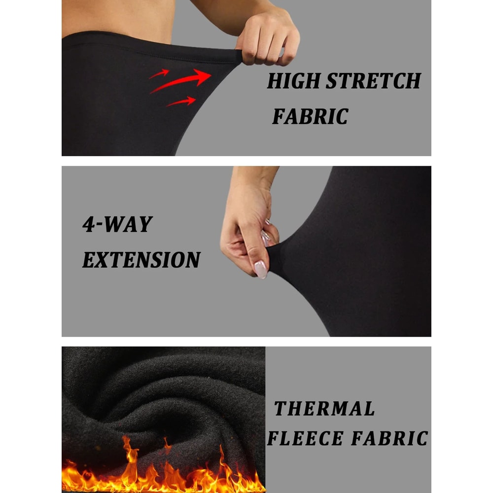 Plus Size Super Soft Fleece Lined Thermal Leggings High Waisted Stretch Warm Yoga Running Workout 2