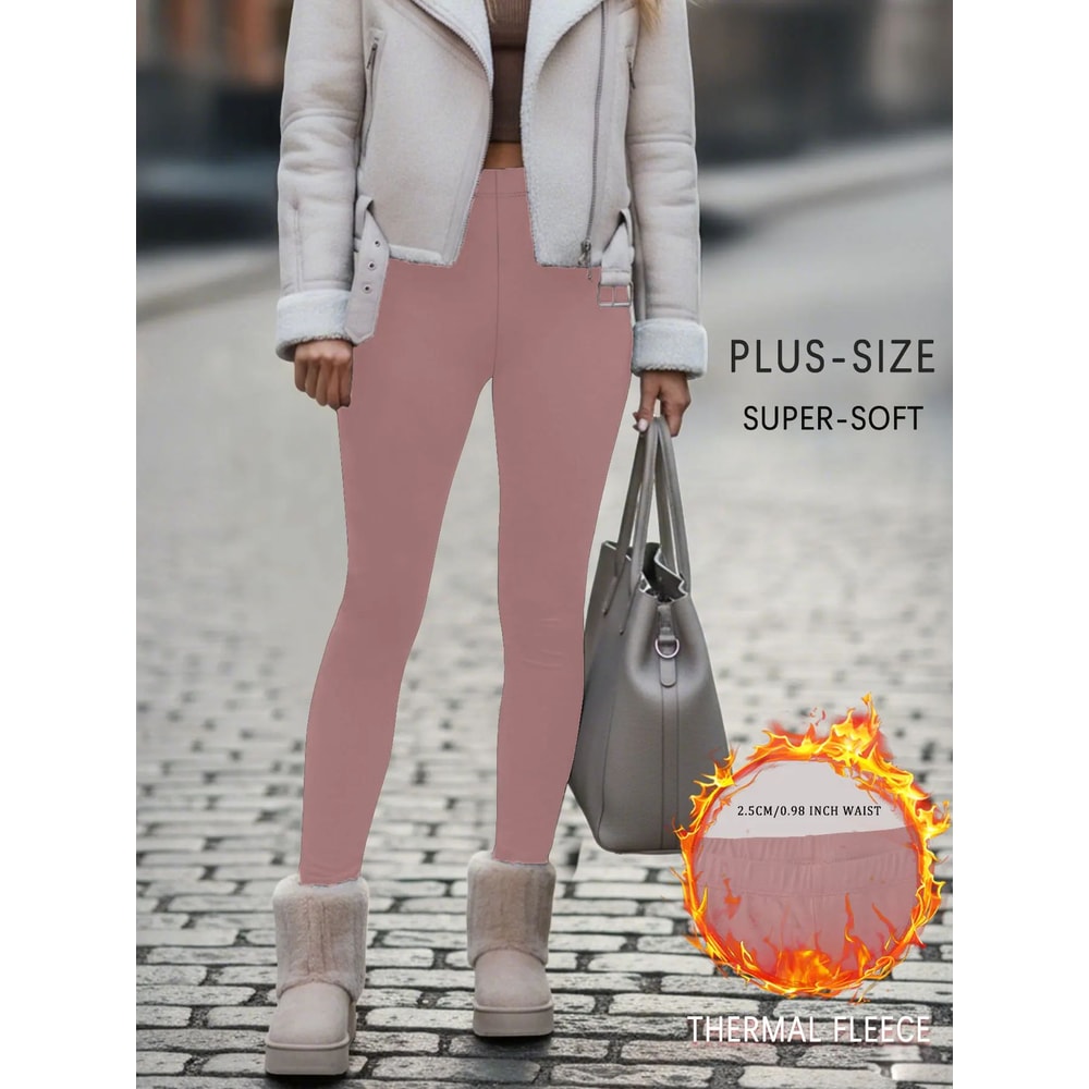 Plus Size Super Soft Fleece Lined Thermal Leggings High Waisted Stretch Warm Yoga Running Workout 7