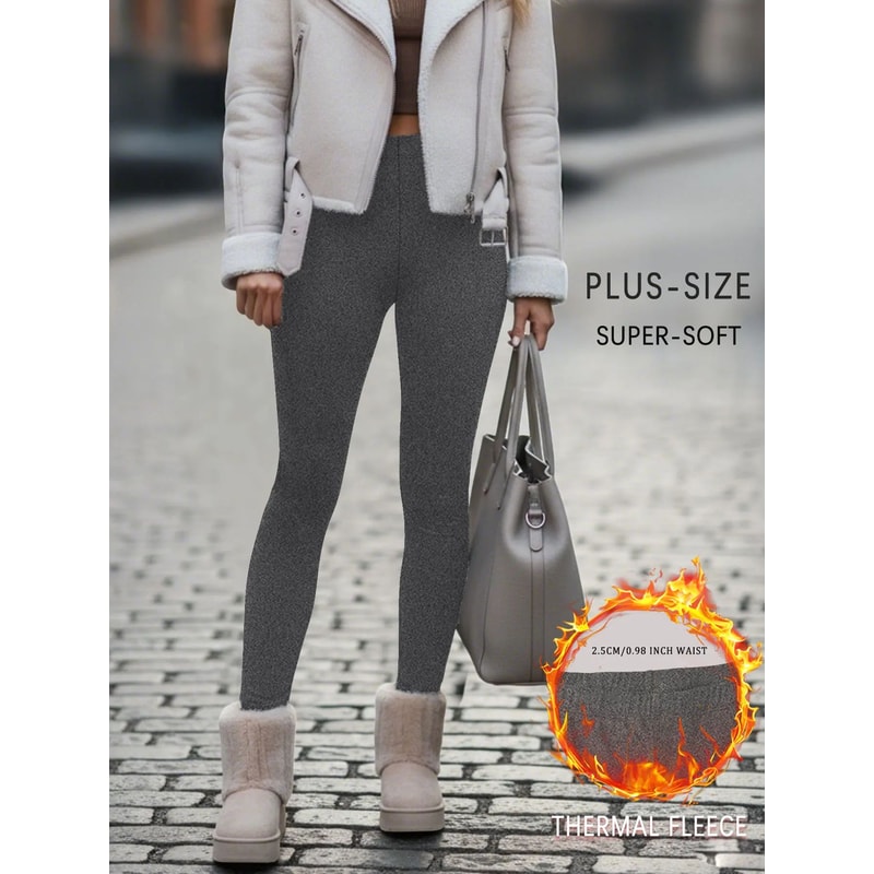 Plus Size Super Soft Fleece Lined Thermal Leggings High Waisted Stretch Warm Yoga Running Workout 9