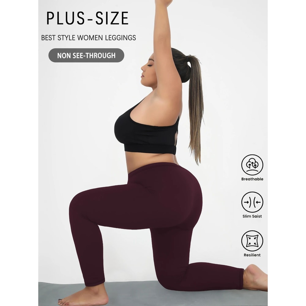 Plus Size Super Soft Athletic Leggings For Women High Stretch No See Through Workout Running Yoga 6