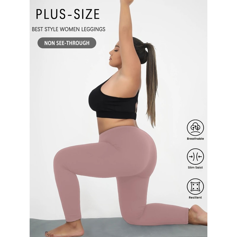Plus Size Super Soft Athletic Leggings For Women High Stretch No See Through Workout Running Yoga 7