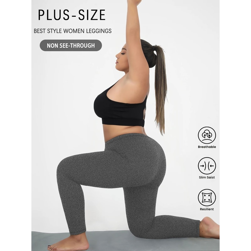 Plus Size Super Soft Athletic Leggings For Women High Stretch No See Through Workout Running Yoga 9
