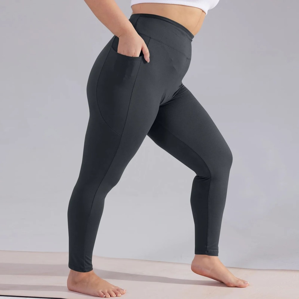 Plus Size High Waisted Yoga Capri Leggings With Pockets Hip Lift Athletic Workout Sports Pants For 7
