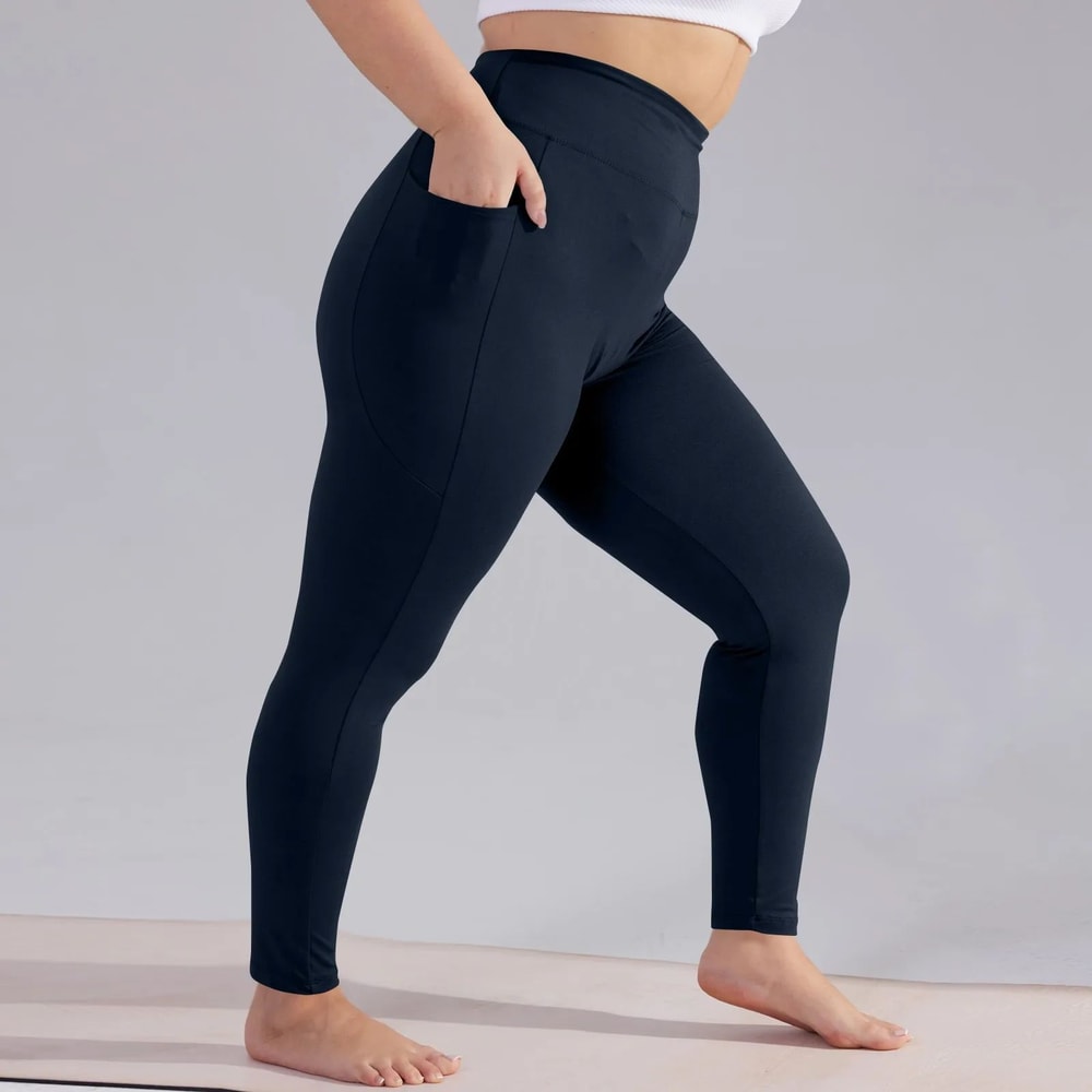 Plus Size High Waisted Yoga Capri Leggings With Pockets Hip Lift Athletic Workout Sports Pants For 6
