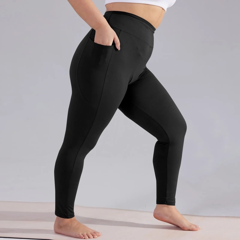 Plus Size High Waisted Yoga Capri Leggings With Pockets Hip Lift Athletic Workout Sports Pants For 5