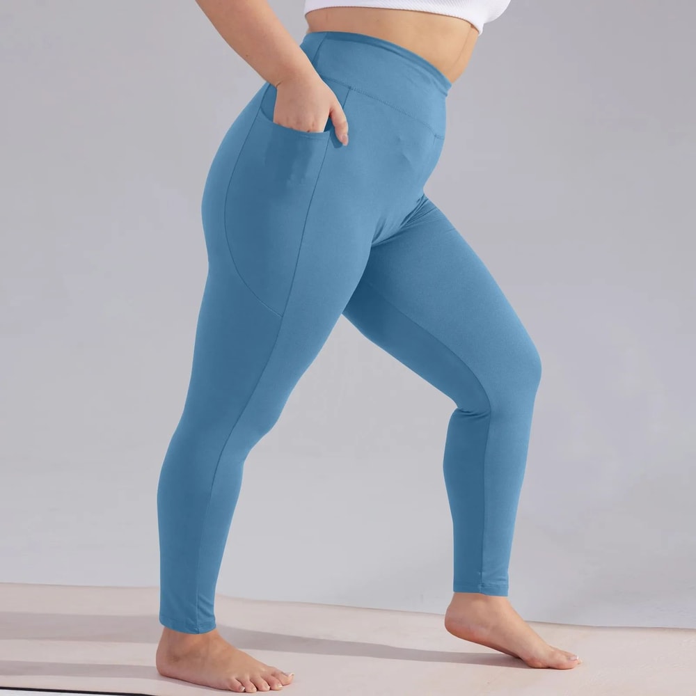 Plus Size High Waisted Yoga Capri Leggings With Pockets Hip Lift Athletic Workout Sports Pants For 10