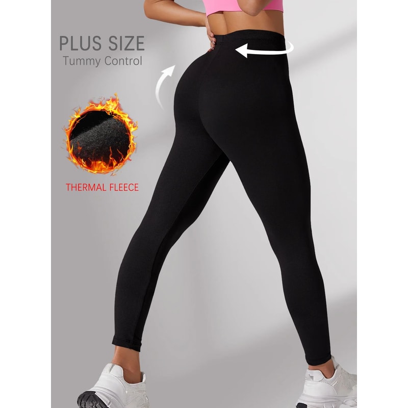Plus Size Fleece Lined Thermal Leggings For Women High Waisted Super Soft Stretch Winter Workout Y 1