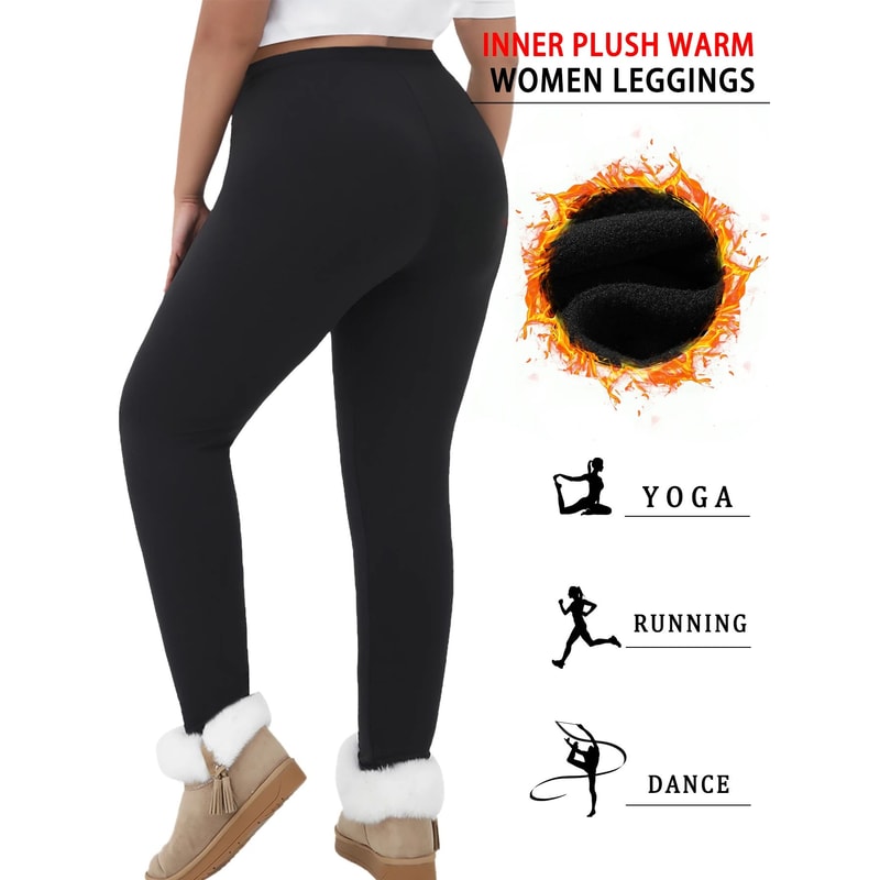 Plus Size Fleece Lined Thermal Leggings For Women High Waisted Super Soft Stretch Winter Workout Y 0