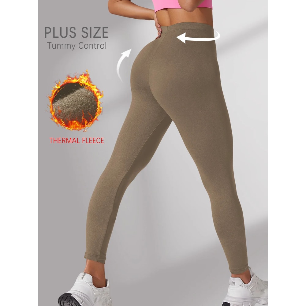 Plus Size Fleece Lined Thermal Leggings For Women High Waisted Super Soft Stretch Winter Workout Y 5