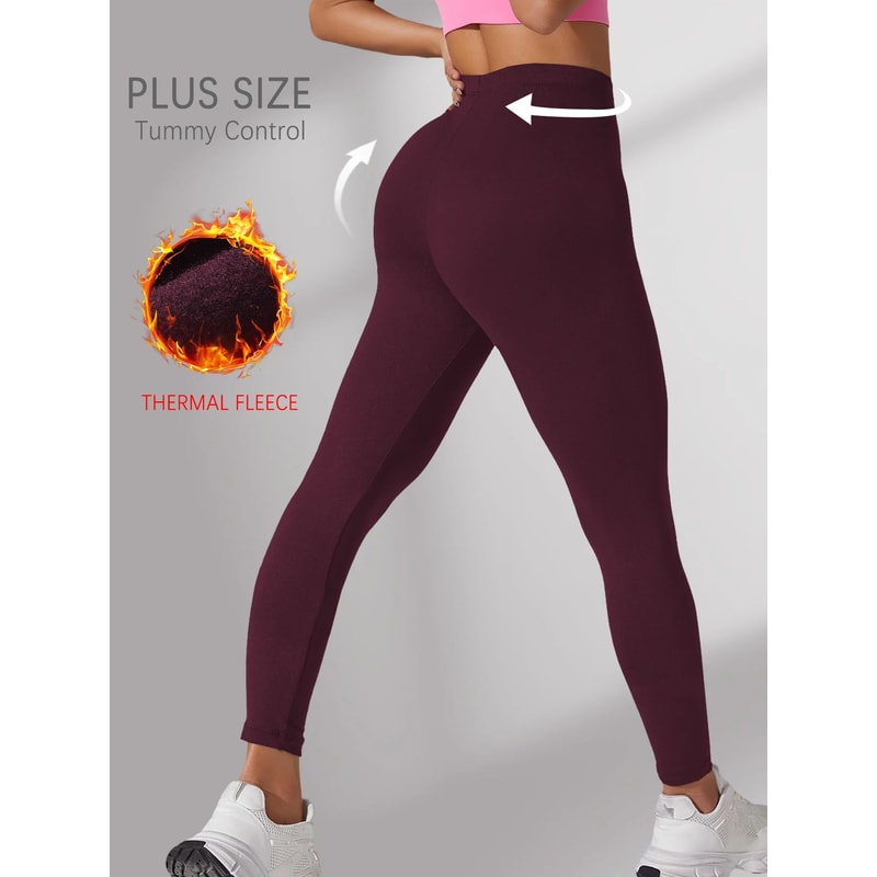 Plus Size Fleece Lined Thermal Leggings For Women High Waisted Super Soft Stretch Winter Workout Y 6