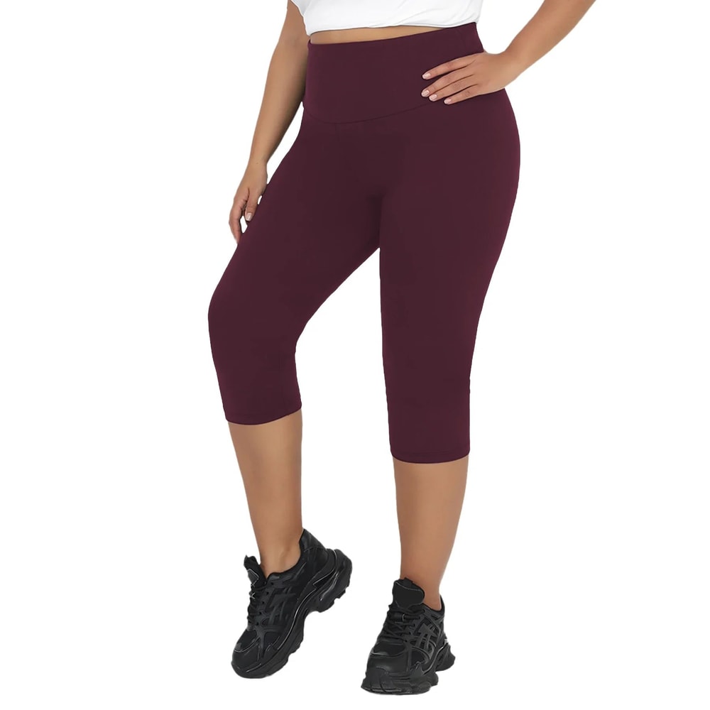 Plus Size High Waisted Yoga Capri Leggings For Women Super Soft Tummy Control No See Through Worko 7