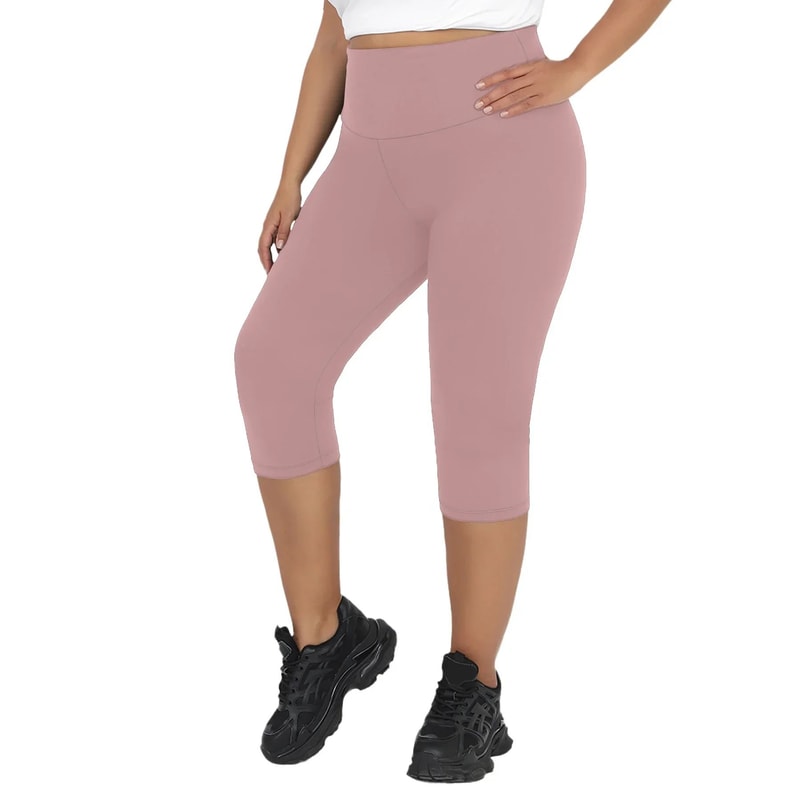 Plus Size High Waisted Yoga Capri Leggings For Women Super Soft Tummy Control No See Through Worko 8