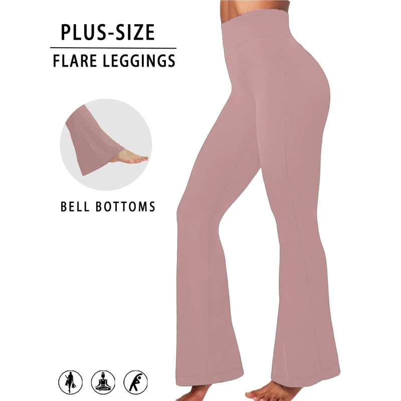 Plus Size Womens Super Soft High Waisted Flare Leggings Tummy Control Bootcut Yoga Running Pants 0