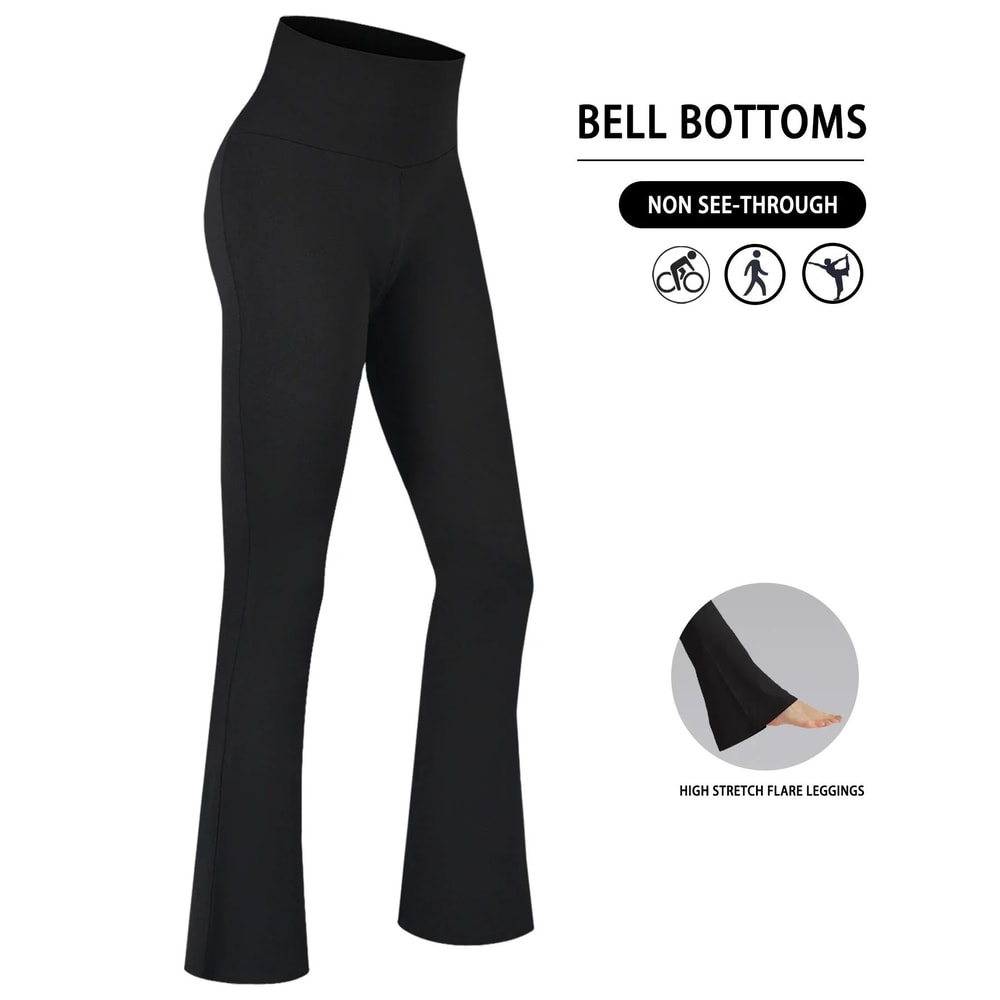 Plus Size Womens Super Soft High Waisted Flare Leggings Tummy Control Bootcut Yoga Running Pants 9