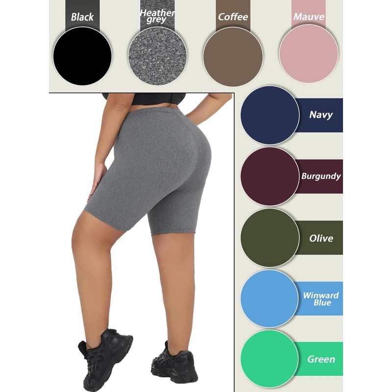 Plus Size Super Soft Biker Shorts For Women High Stretch No SeeThrough Yoga Running Athletic Shor 0