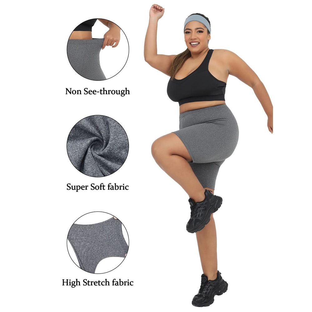Plus Size Super Soft Biker Shorts For Women High Stretch No SeeThrough Yoga Running Athletic Shor 1