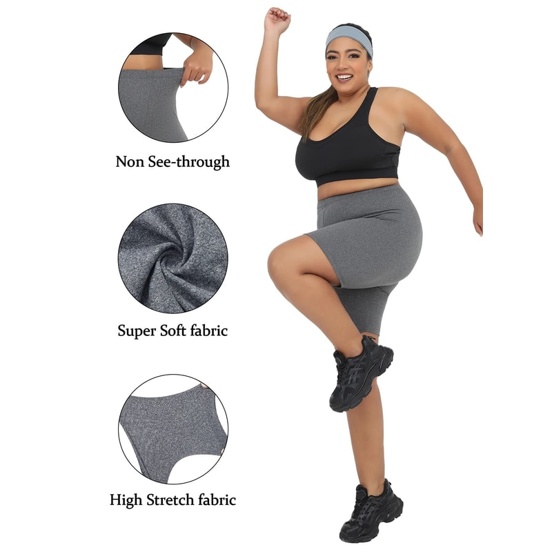 Plus Size Super Soft Biker Shorts For Women High Stretch No SeeThrough Yoga Running Athletic Shor 1