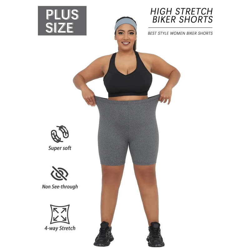 Plus Size Super Soft Biker Shorts For Women High Stretch No SeeThrough Yoga Running Athletic Shor 3